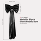 Giant Fabric Bow for Backdrop Metallic Black infographic showing product dimensions