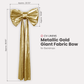 Giant Fabric Bow for Backdrop Metallic Gold infographic showing the height and width of the bow
