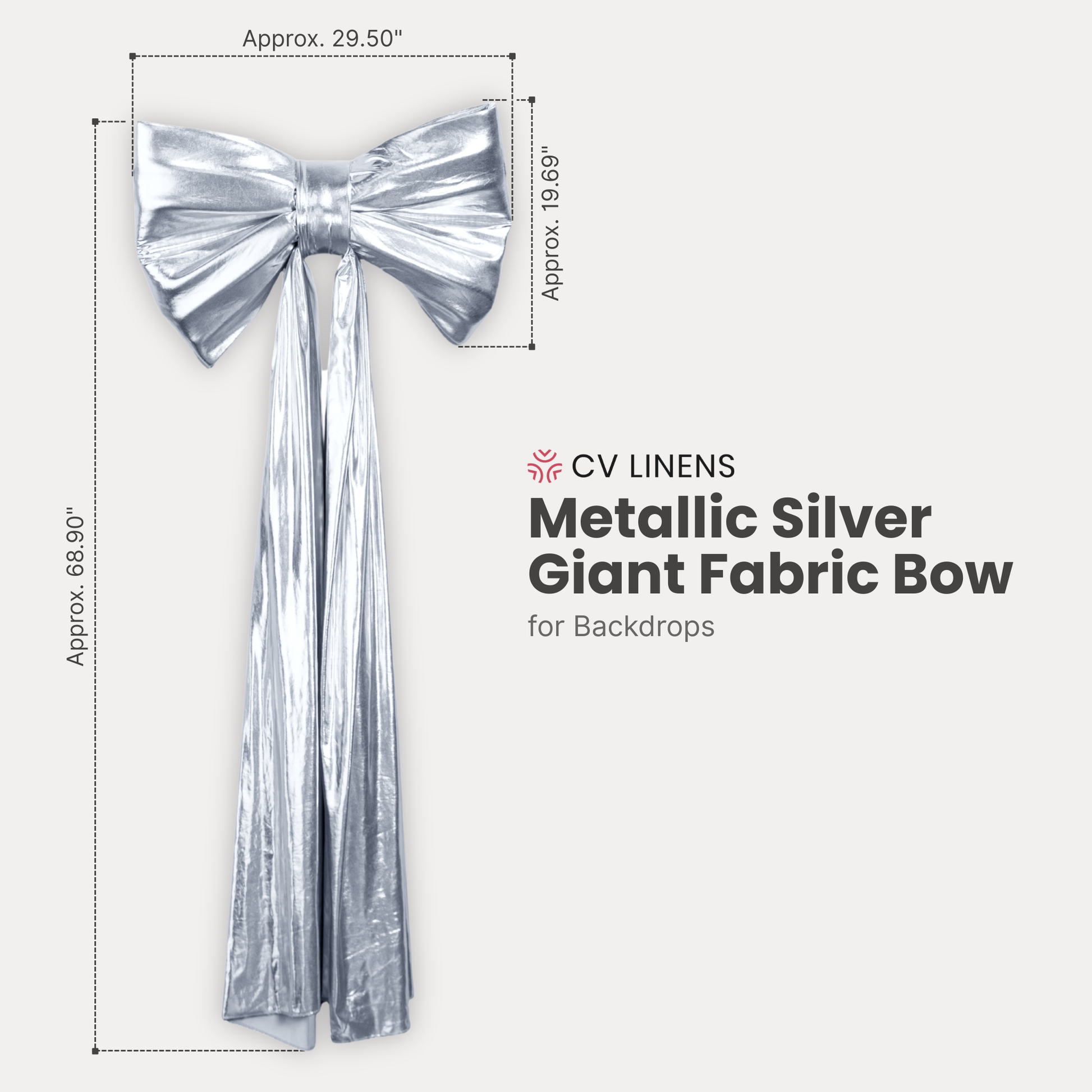 Giant Fabric Bow for Backdrop - Metallic Silver