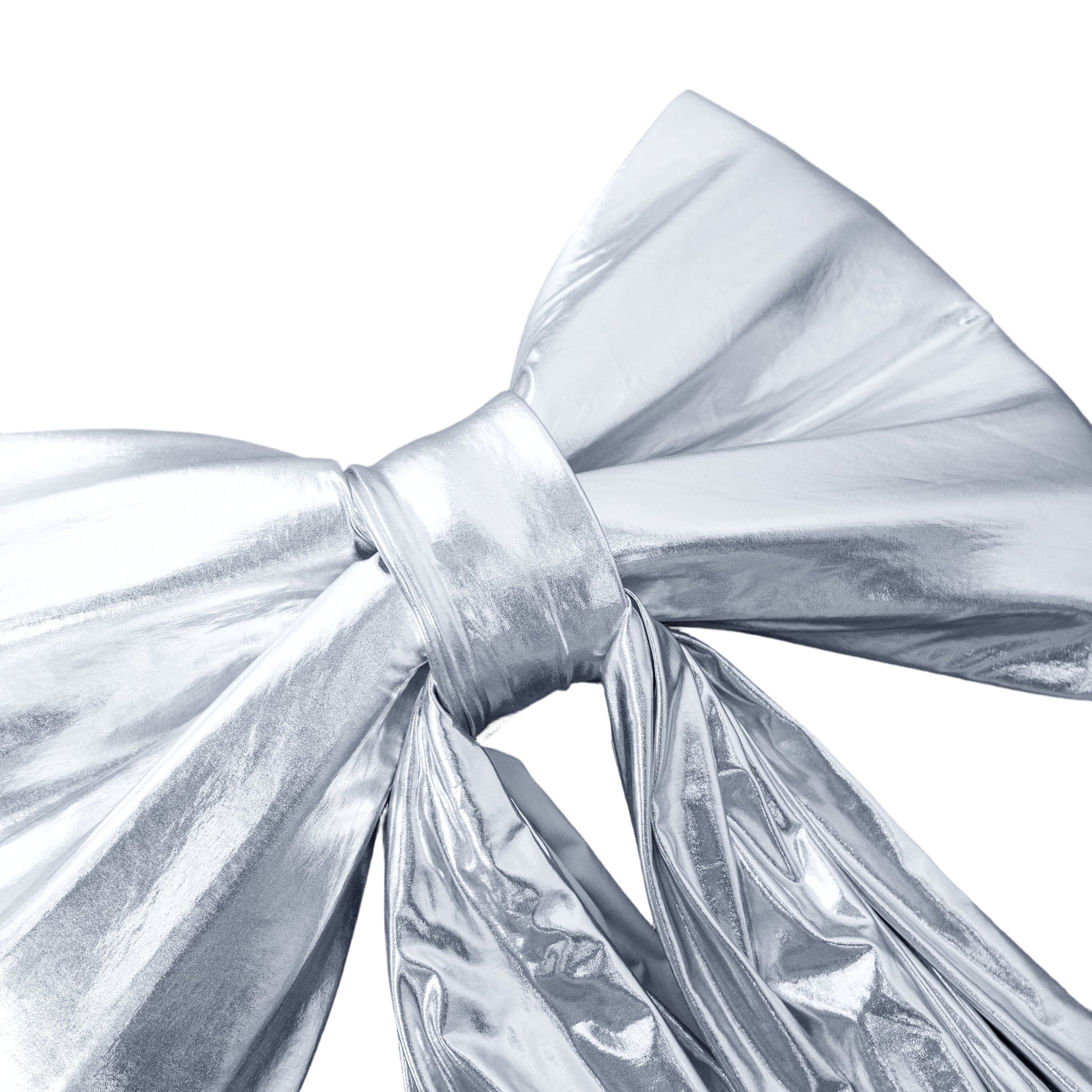 Giant Fabric Bow for Backdrop Metallic Silver close up