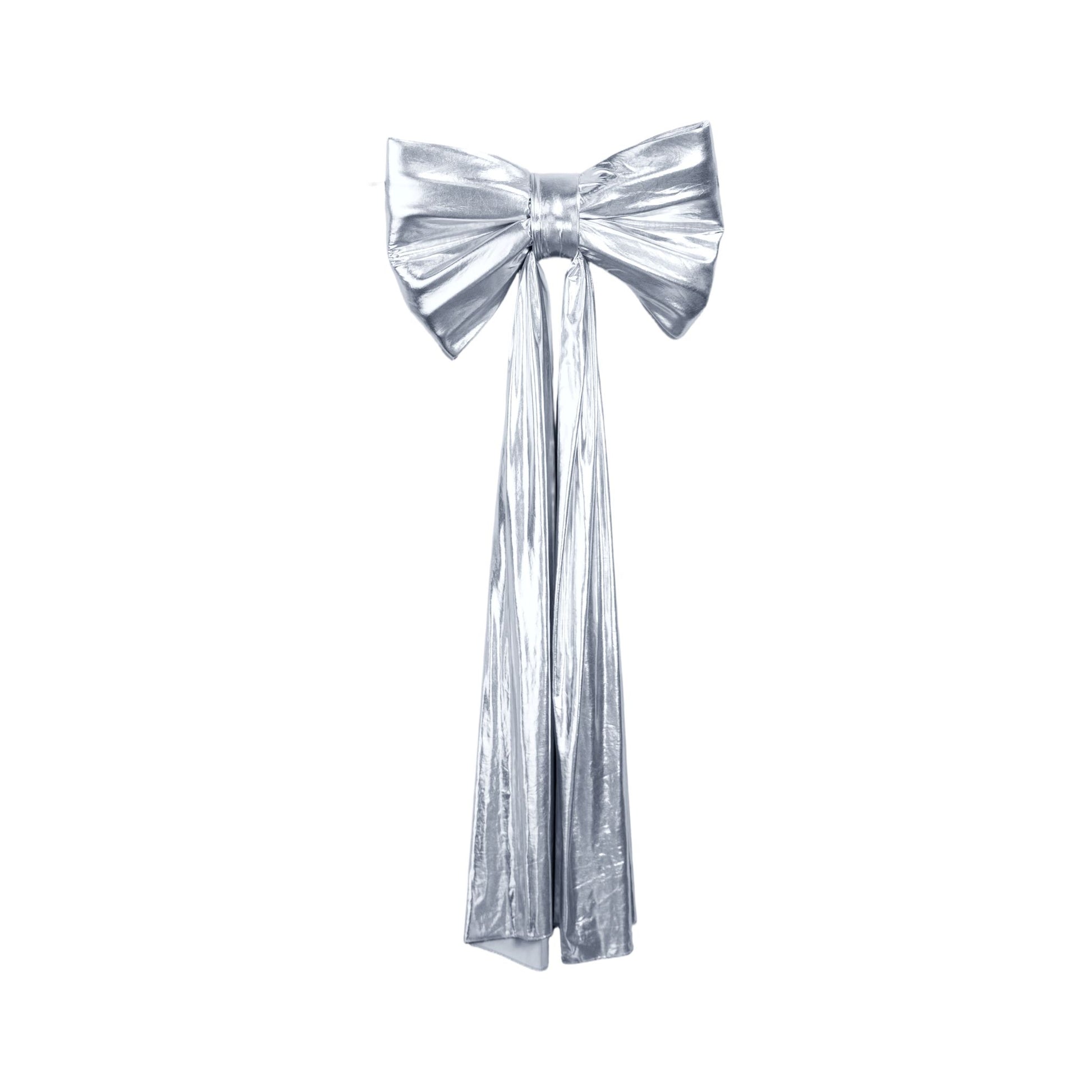Giant Fabric Bow for Backdrop Metallic Silver full view
