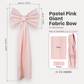 XL Giant Fabric Bow for Backdrop Pastel Pink infographic showing product contents