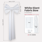 Giant Fabric Bow for Backdrop White infographic showing product contents