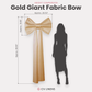 Giant Fabric Bow for Backdrop Gold infographic of a shadow figure standing next to the bow