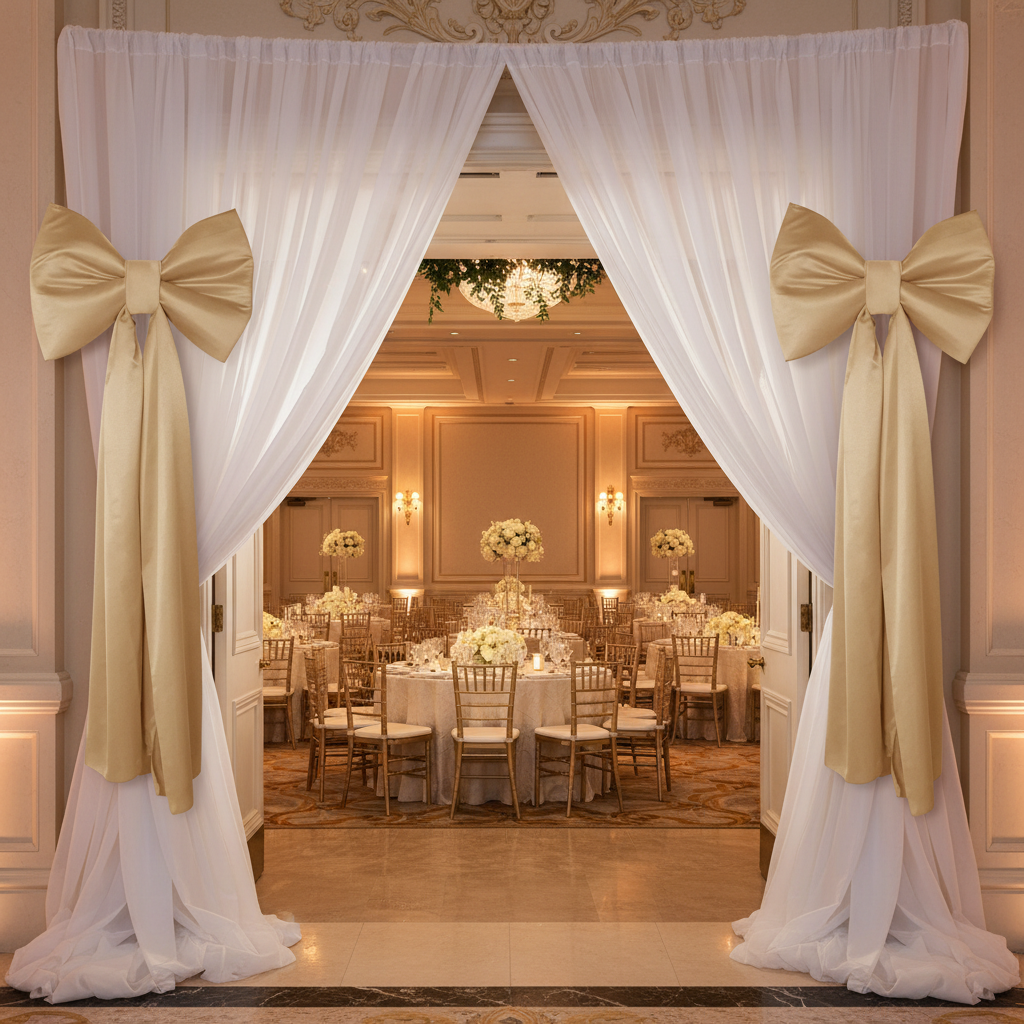 Giant Fabric Bow for Backdrop - Gold