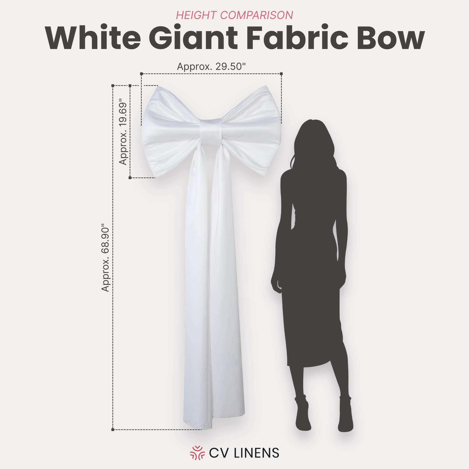 Giant Fabric Bow for Backdrop White infographic