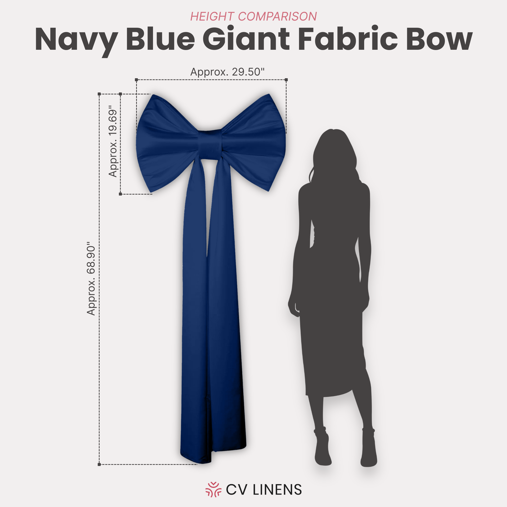 Giant Fabric Bow for Backdrop - Navy Blue - CV Linens