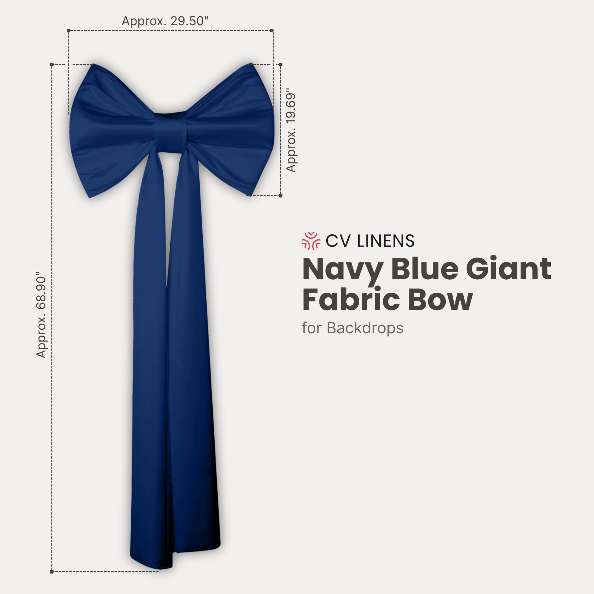 Giant Fabric Bow for Backdrop - Navy Blue - CV Linens