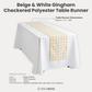 Gingham Checkered Polyester Table Runner Beige & White product size details, care instructions and material