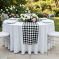 Gingham Checkered Polyester Table Runner - Black & White