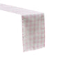 Gingham Checkered Polyester Table Runner Pink & White angled view