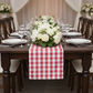 Gingham Checkered Polyester Table Runner - Red & White | charer plate | flower premade runner | wine goblets |