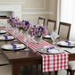 Gingham Checkered Polyester Table Runner - Red & White | charer plate | flower premade runner | wine goblets |