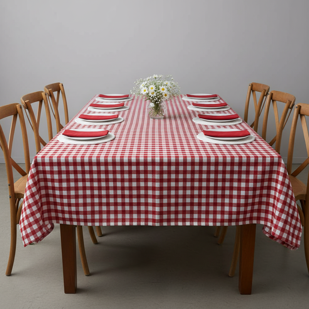 Gingham Checkered Rectangular Polyester Tablecloth 60