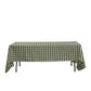 Gingham Checkered Rectangular Polyester Tablecloth 60"x120" Olive Green & White front view