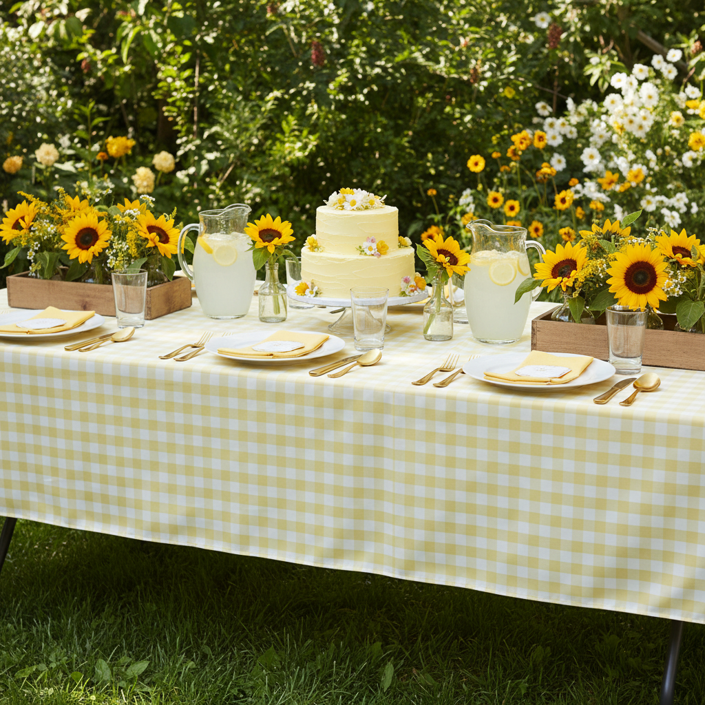 Gingham Checkered Rectangular Polyester Tablecloth 60