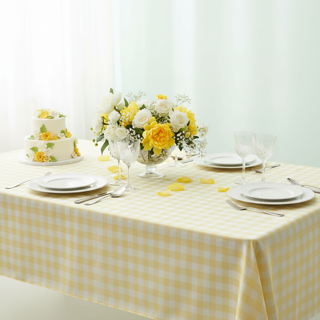Gingham Checkered Rectangular Polyester Tablecloth 60