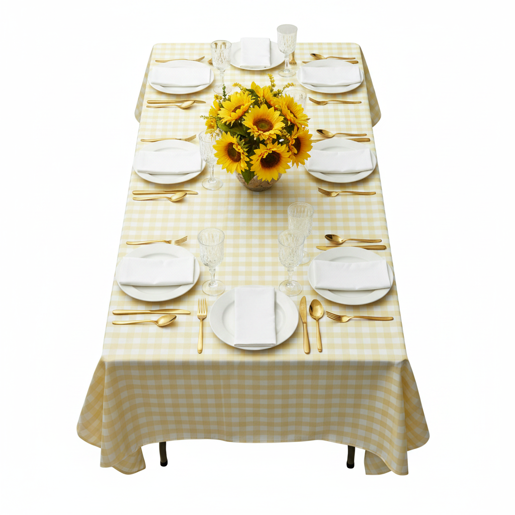 Gingham Checkered Rectangular Polyester Tablecloth 60