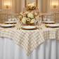 Gingham Checkered Square 70"x70" Polyester Overlay/Tablecloth - Beige & White