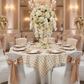 Gingham Checkered Square 70"x70" Polyester Overlay/Tablecloth - Beige & White