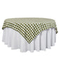 Gingham Checkered Square 70"x70" Polyester Overlay/Tablecloth Olive Green & White front view