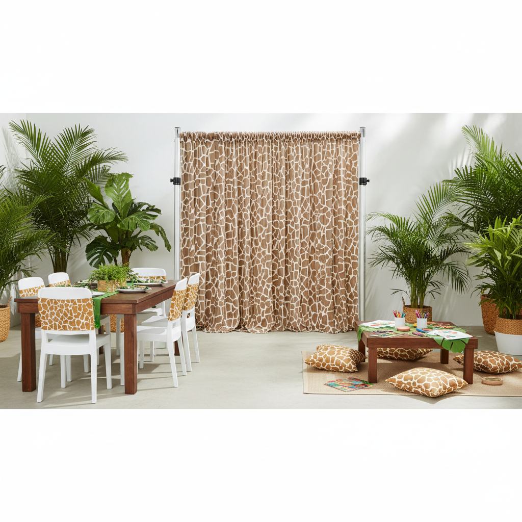 Giraffe Animal Print Spandex 4-way Stretch Drape Curtain 12ft H x 60" W
