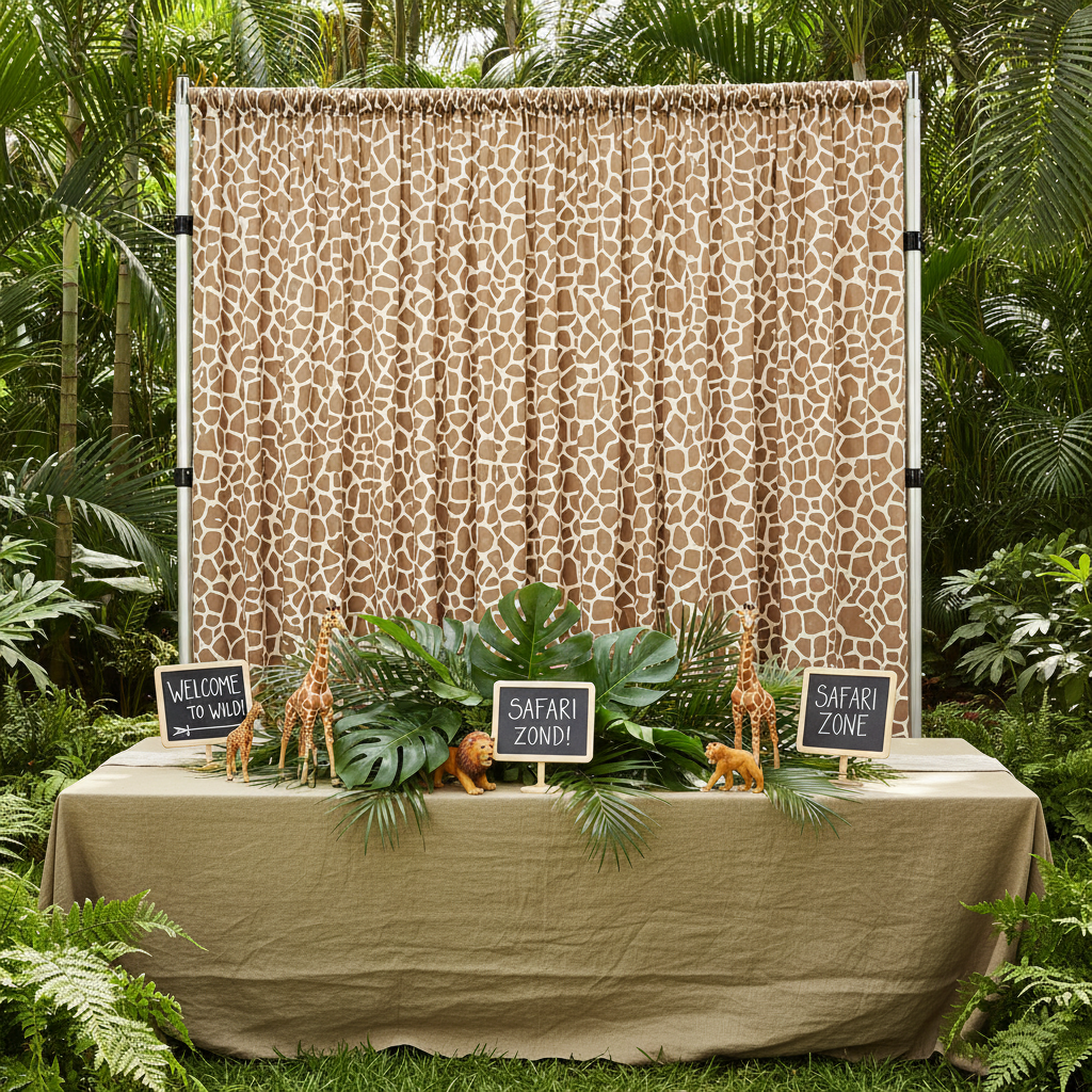 Giraffe Animal Print Spandex 4-way Stretch Drape Curtain 12ft H x 60" W
