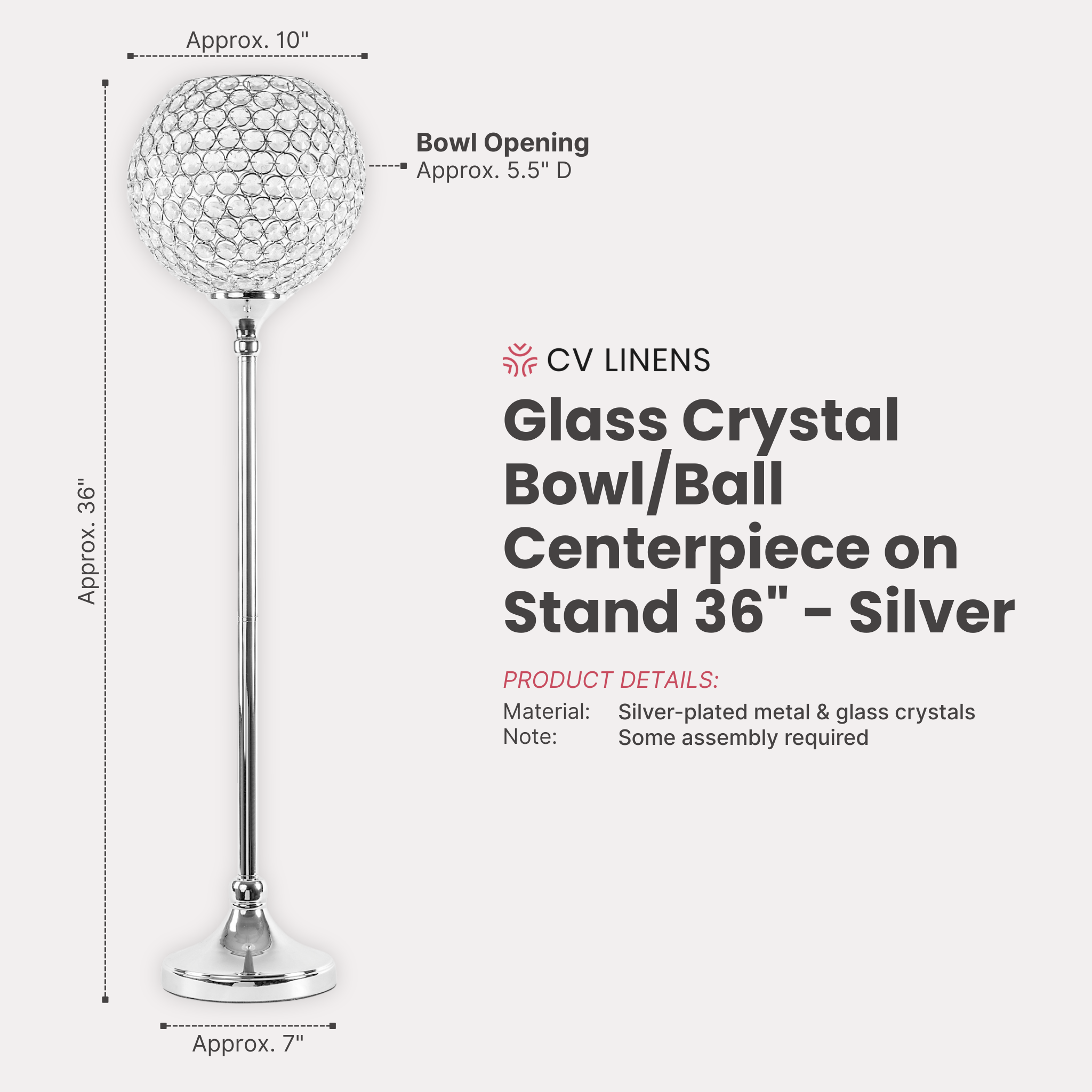 Glass Crystal Bowl/Ball Centerpiece on Stand 36