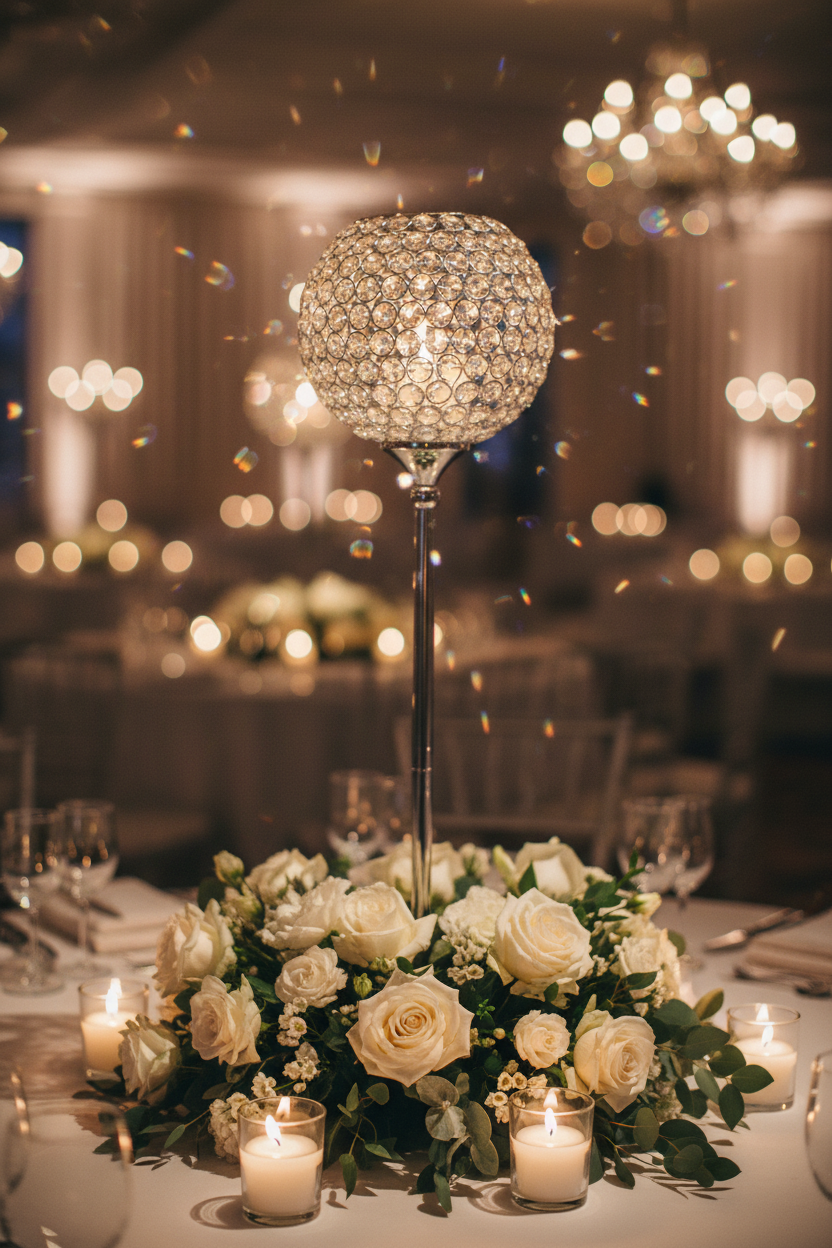Glass Crystal Bowl/Ball Centerpiece on Stand 36