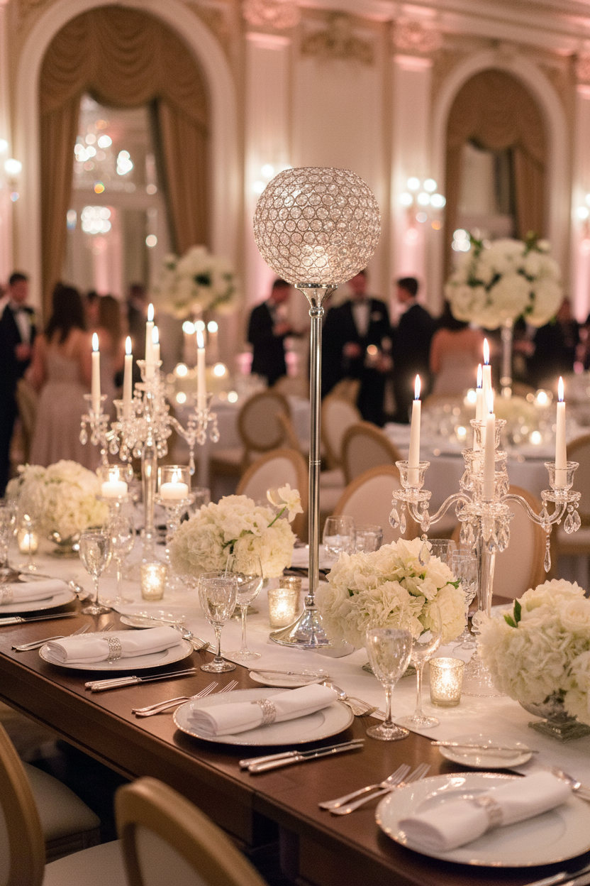 Glass Crystal Bowl/Ball Centerpiece on Stand 36