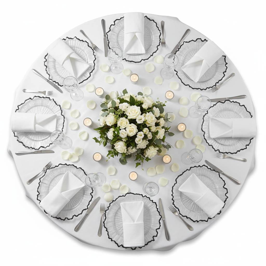 top view detail of Glass Reef Charger Plate - Black Trim