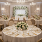 wedding reception with Glass Reef Charger Plate - Gold Trim
