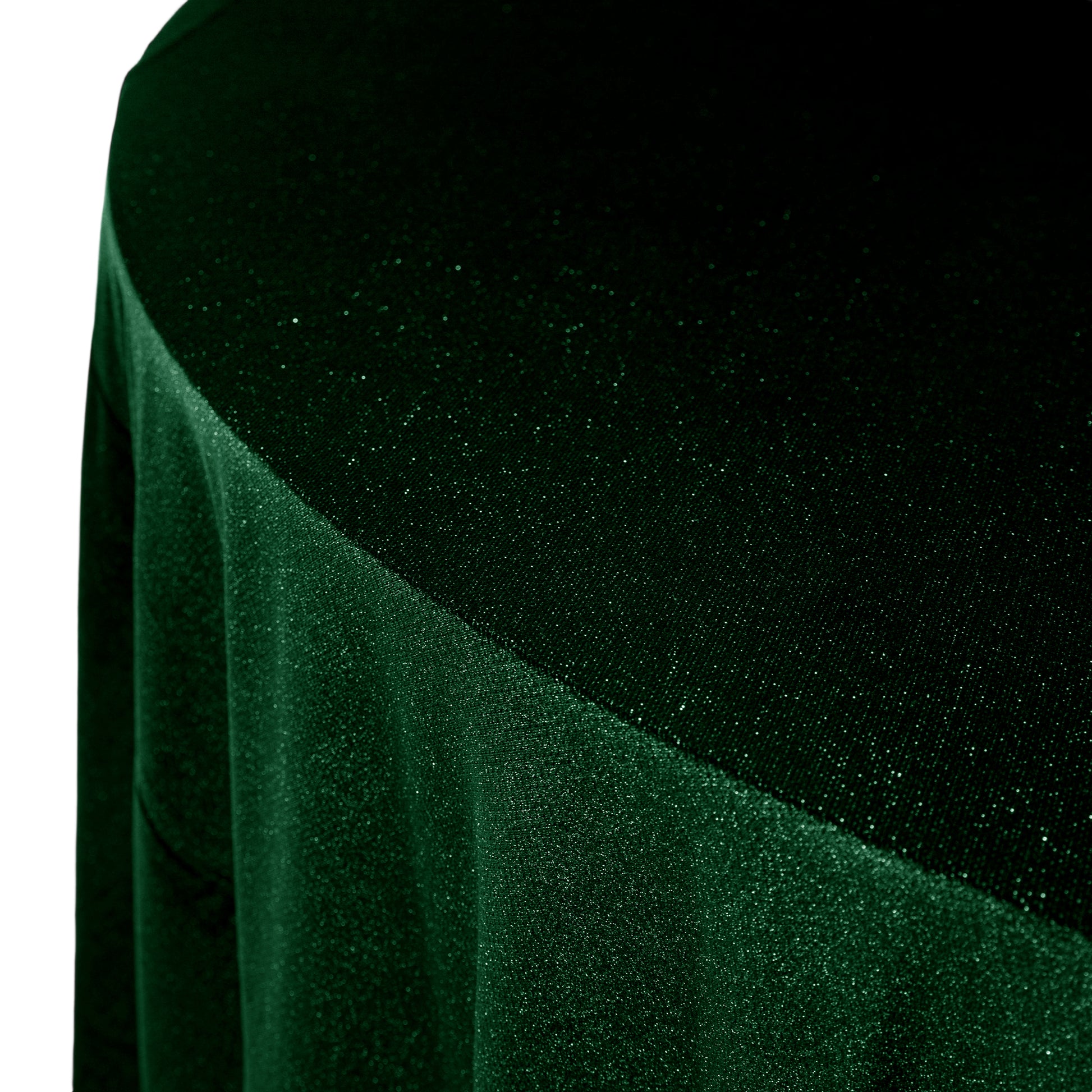 Glitter Velvet 120" Round Tablecloth Emerald Green close up