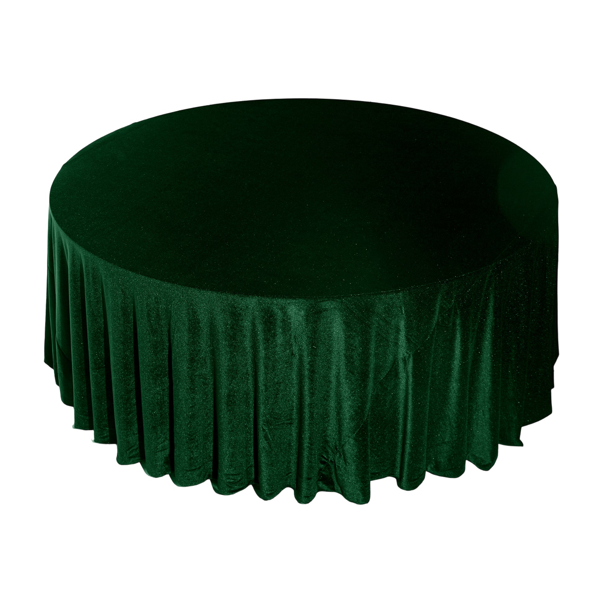 Glitter Velvet 120" Round Tablecloth Emerald Green top view