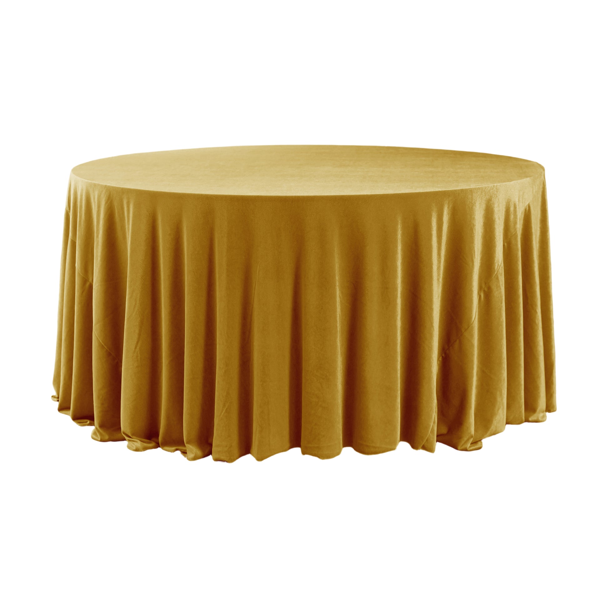 Glitter Velvet 120" Round Tablecloth Gold full view