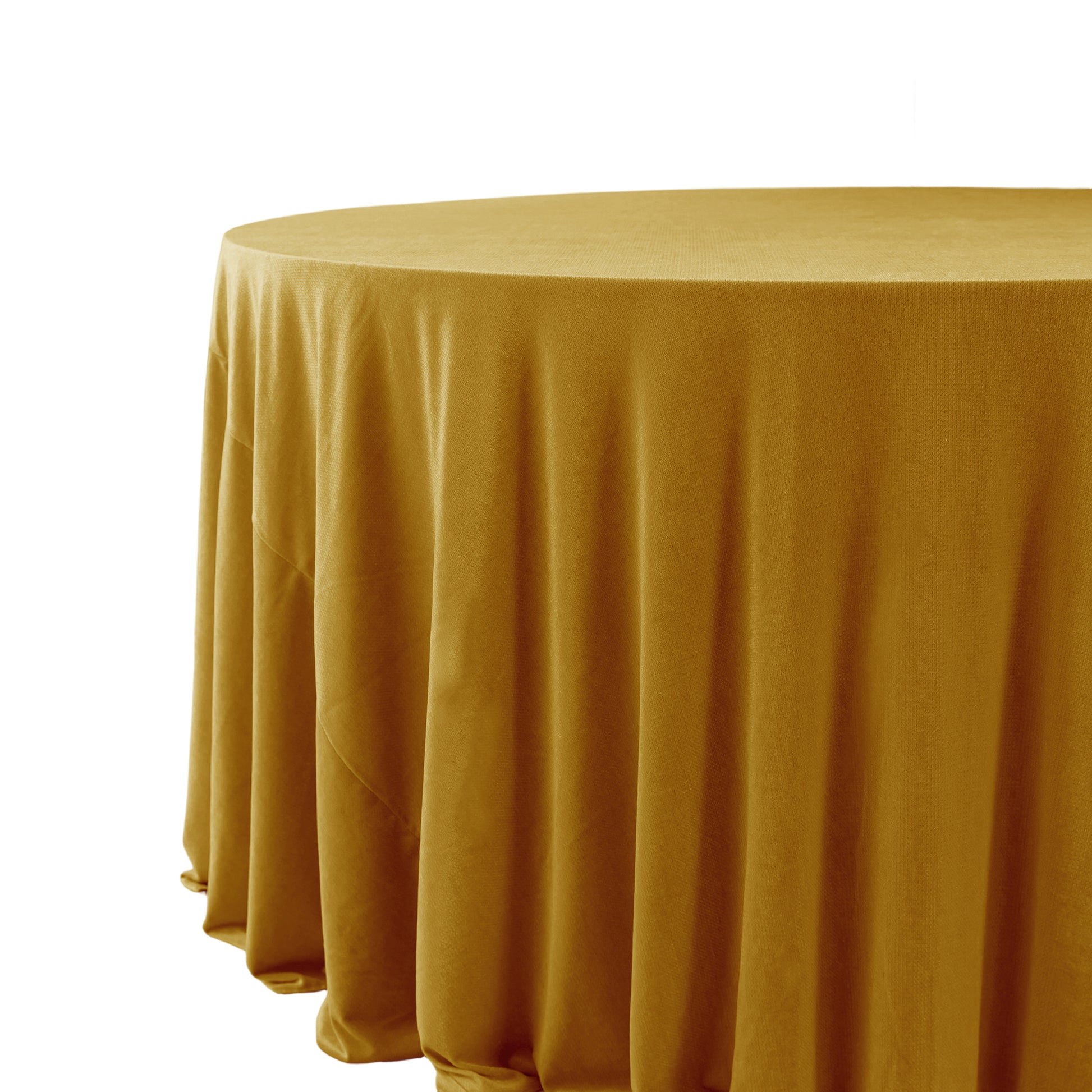 Glitter Velvet 120" Round Tablecloth Gold side close up