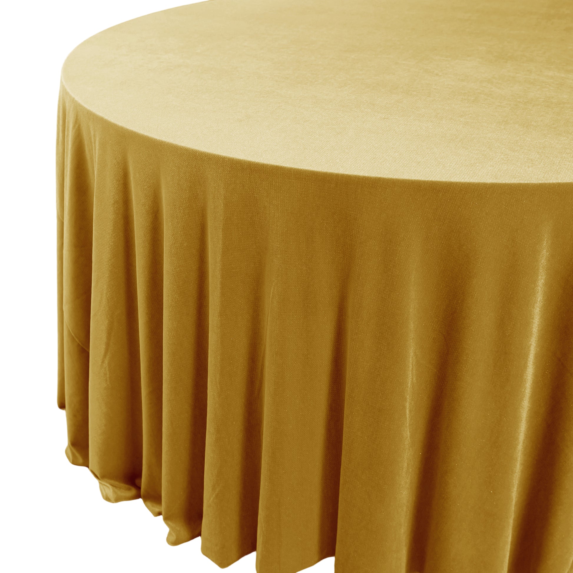 Glitter Velvet 120" Round Tablecloth Gold side view