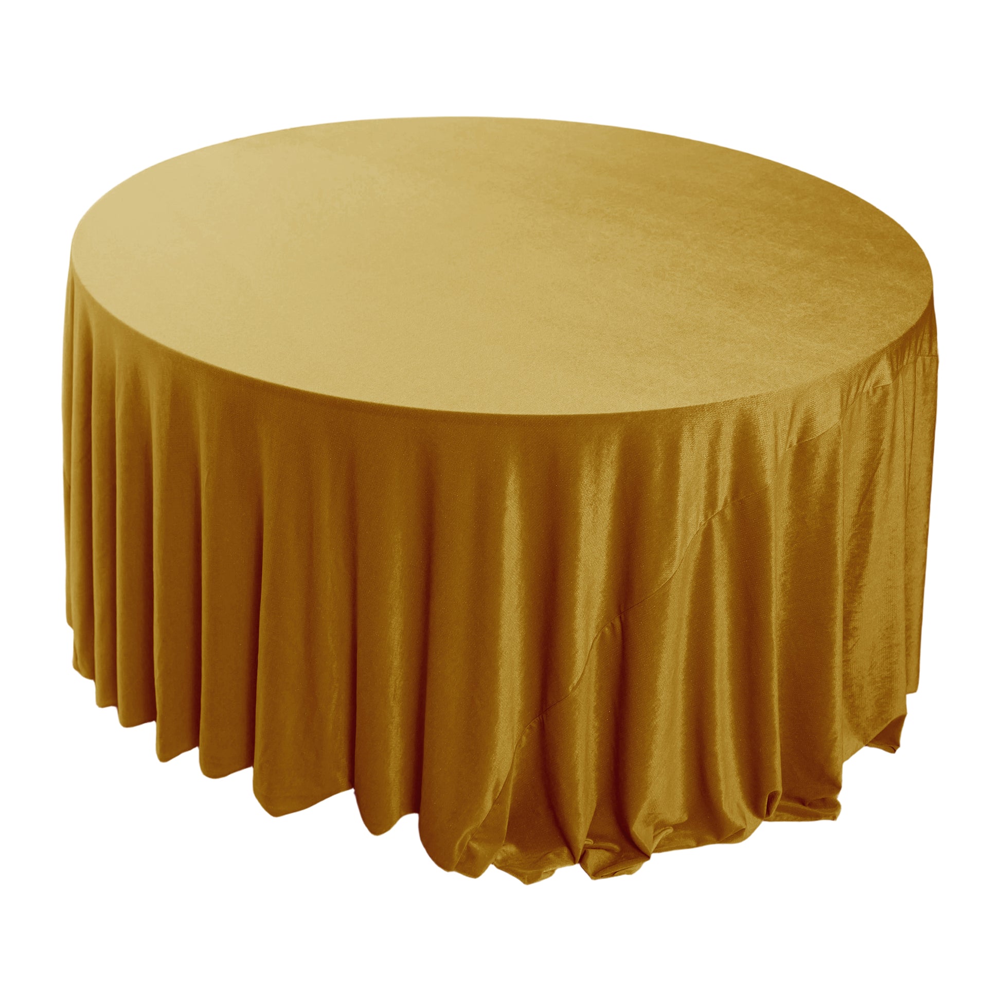 Glitter Velvet 120" Round Tablecloth Gold top view