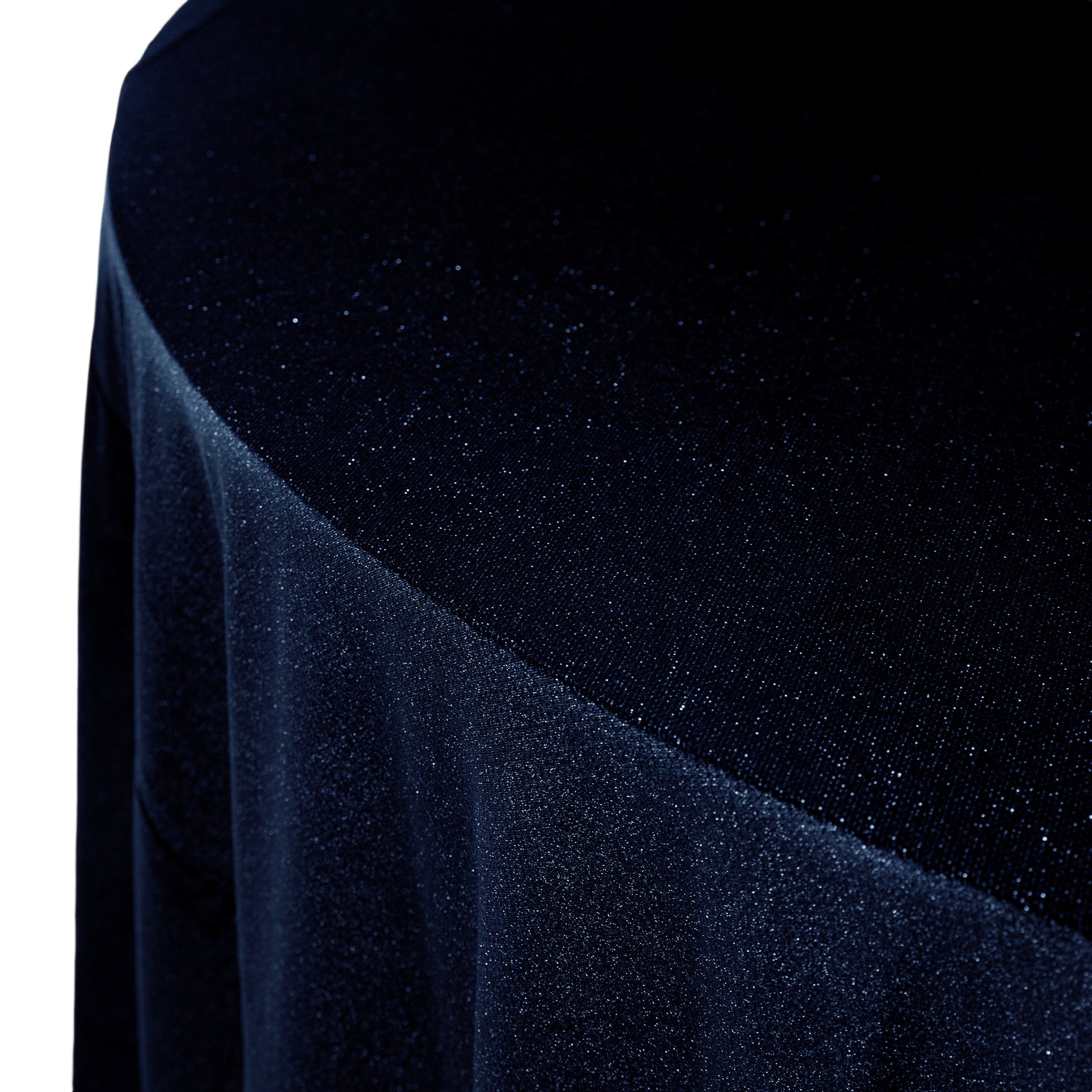 Glitter Velvet 120" Round Tablecloth Navy Blue close up