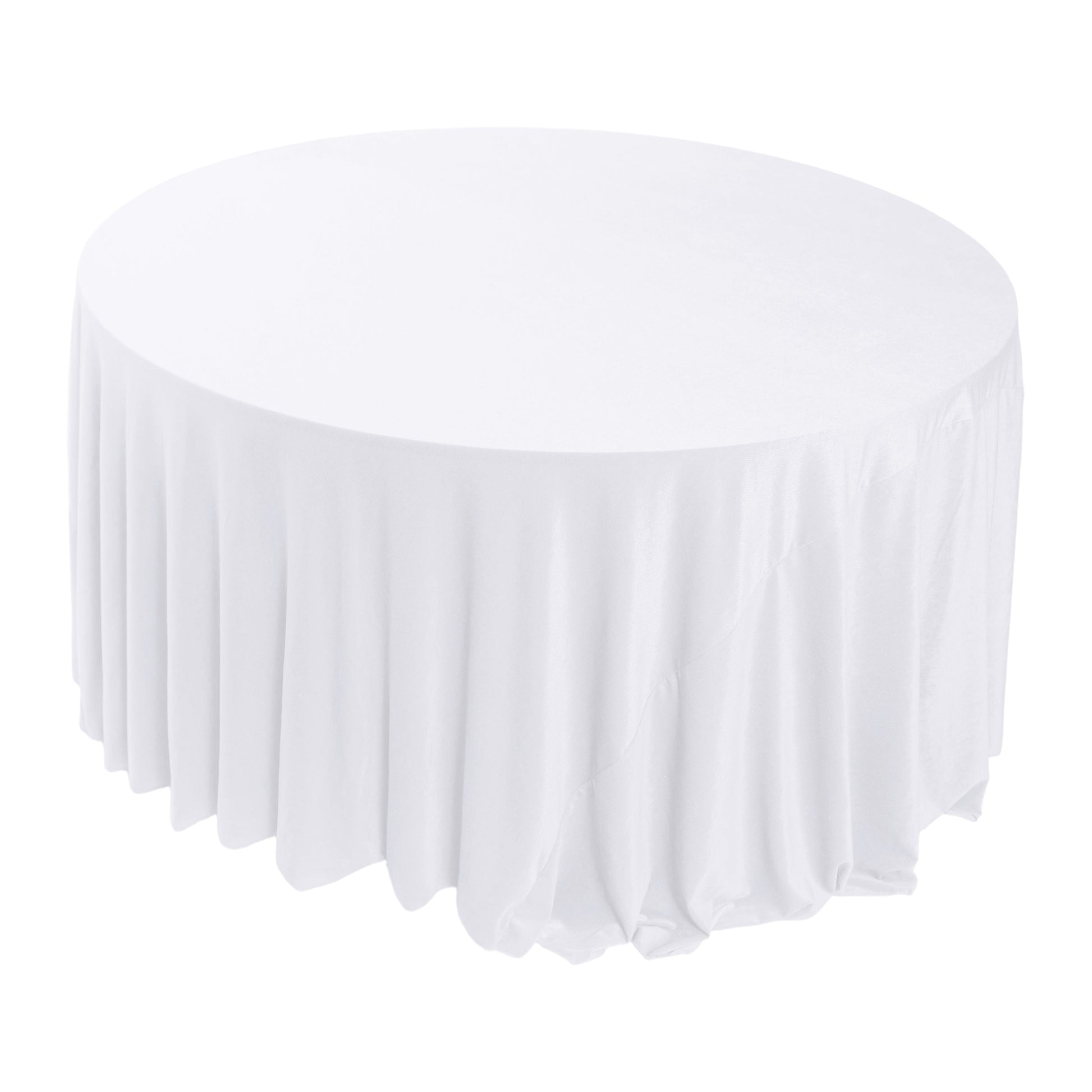 Glitter Velvet 120" Round Tablecloth White top view