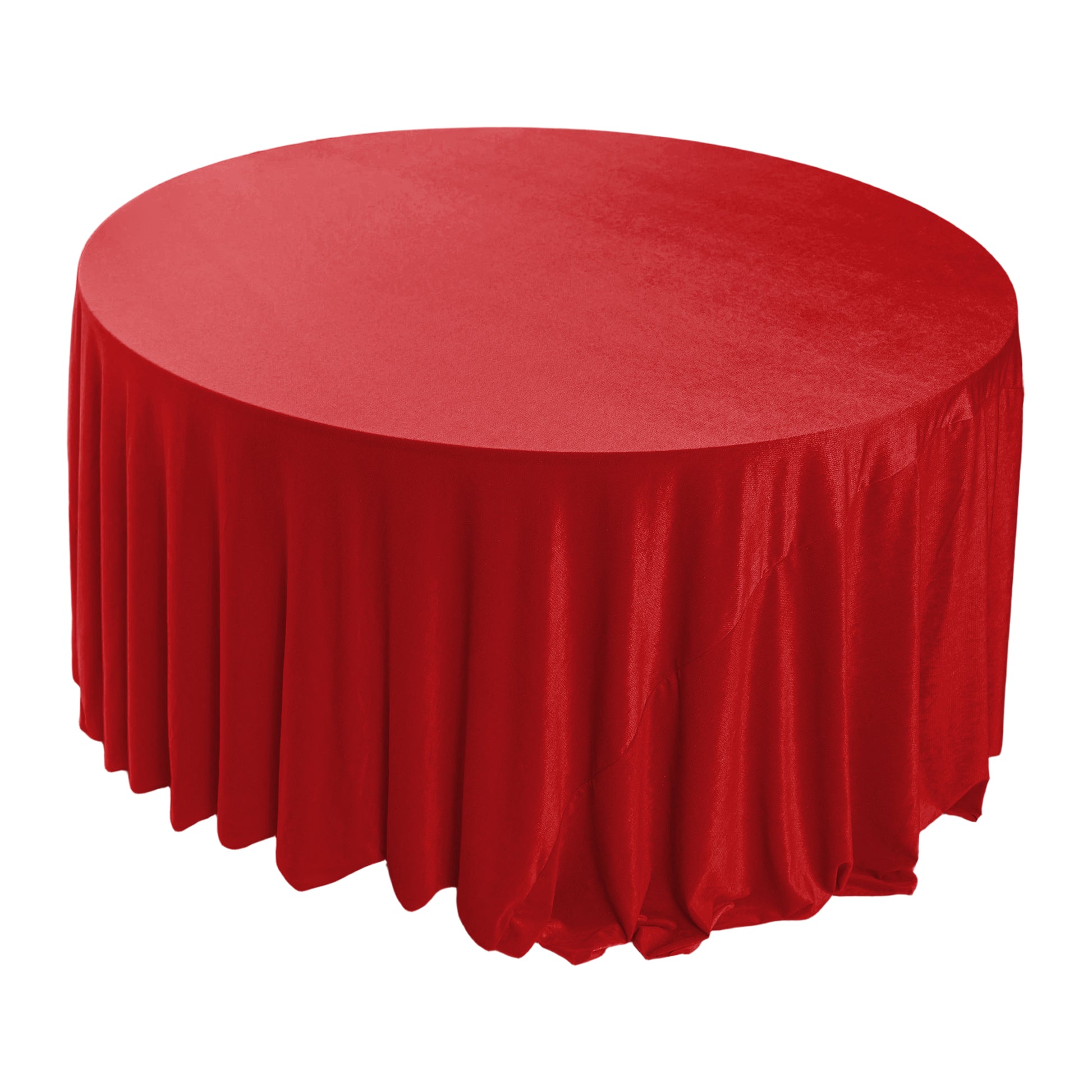 Glitter Velvet 132" Round Tablecloth Red top view