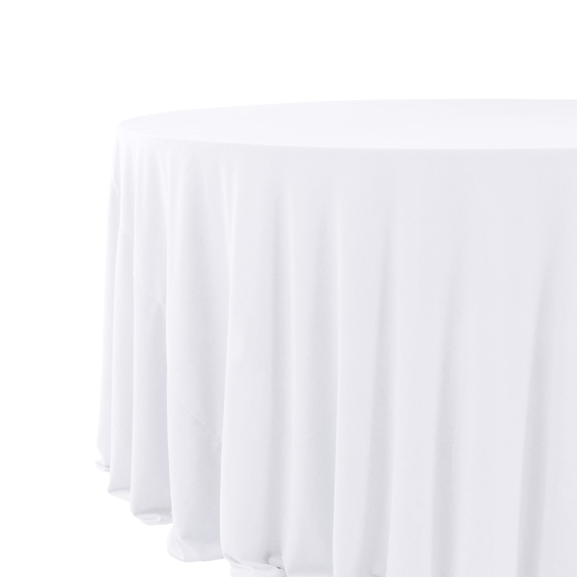 Glitter Velvet 132" Round Tablecloth White side view