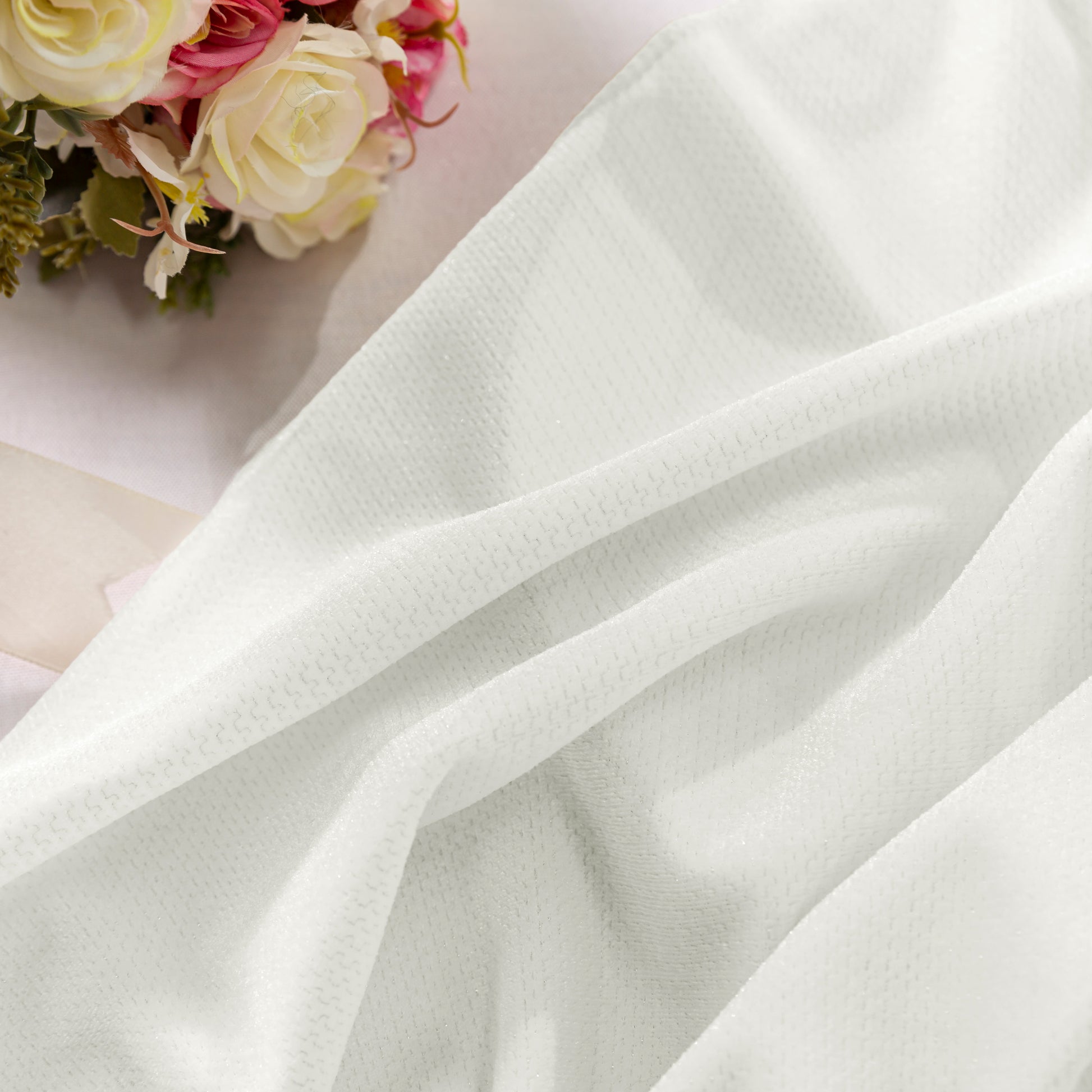 Glitter Velvet Ivory fabric