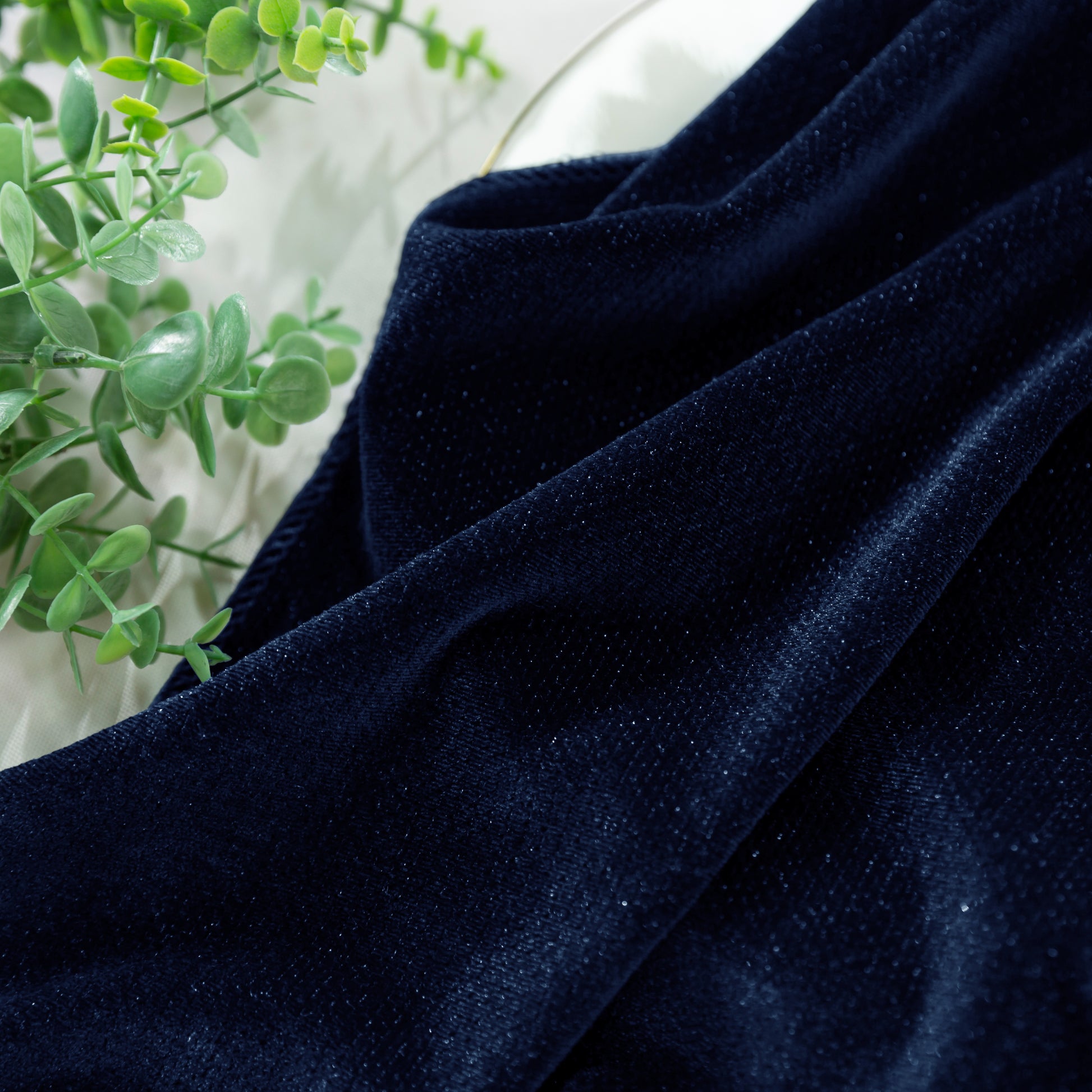 Glitter Velvet Navy Blue fabric