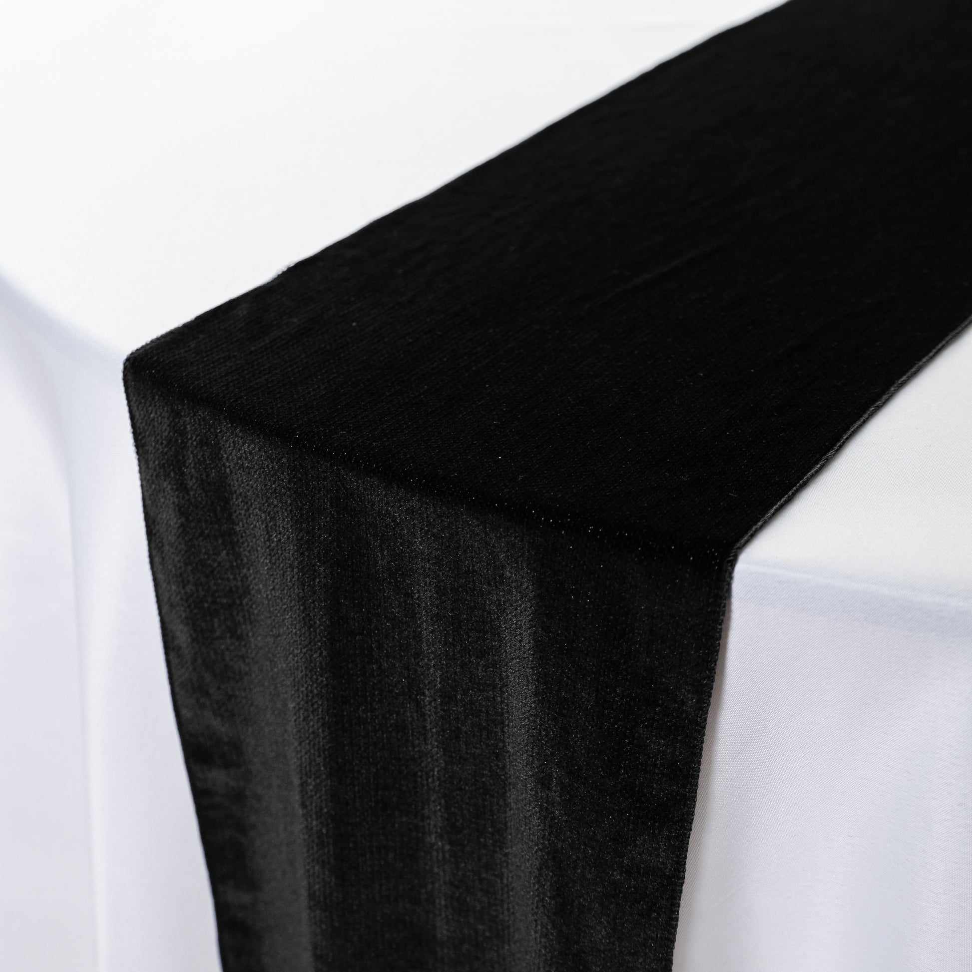 Glitter Velvet Table Runner Black drop over the table edge
