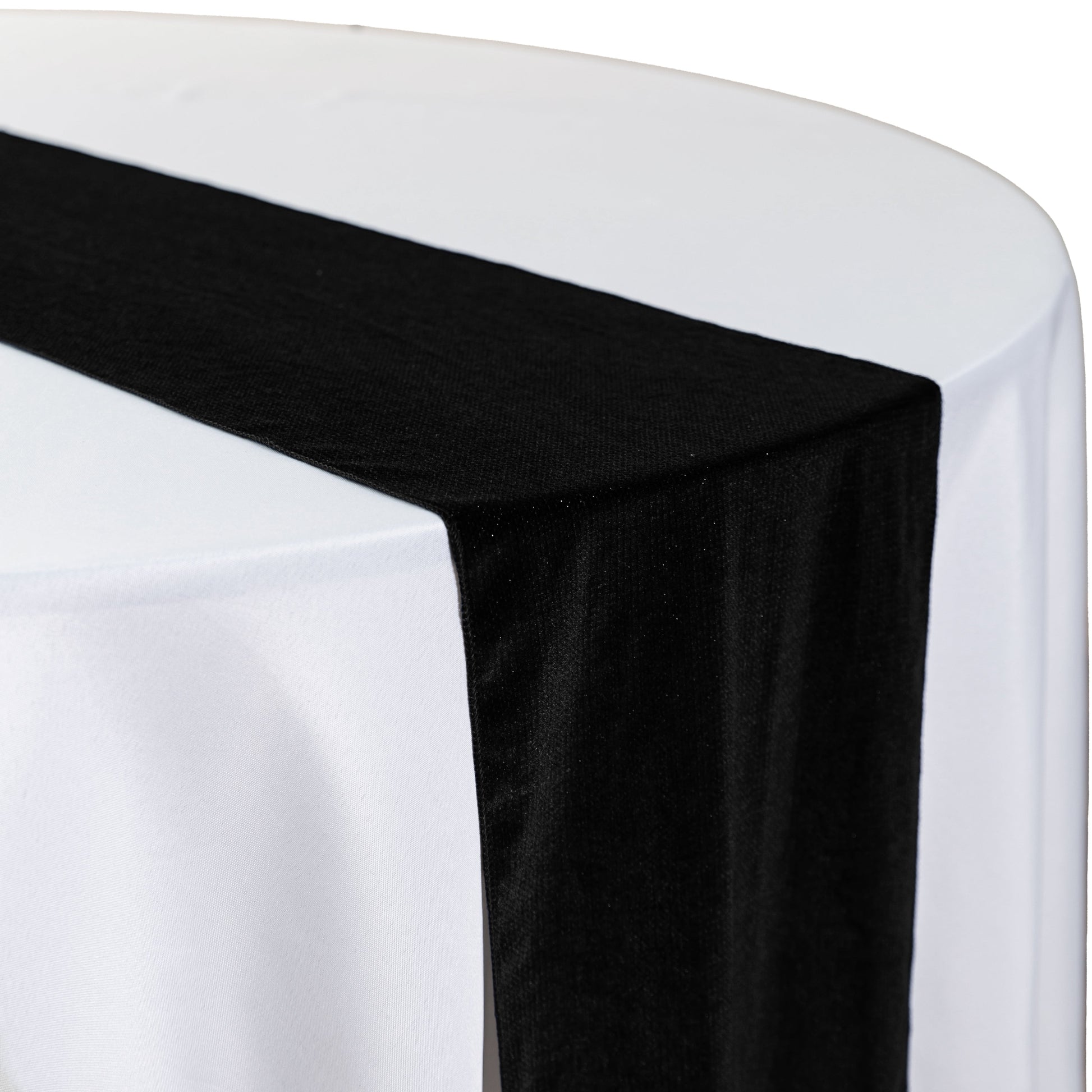 Glitter Velvet Table Runner Black close up