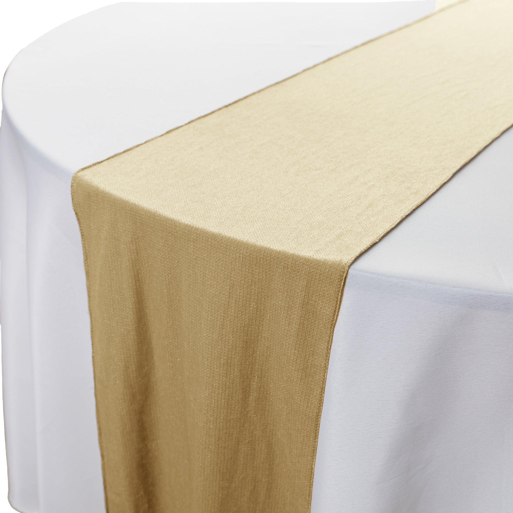 Glitter Velvet Table Runner Champagne close up of the serged edge finish
