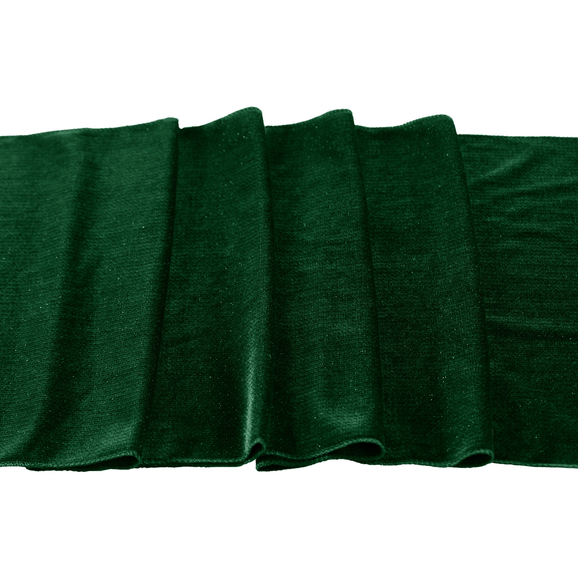 Glitter Velvet Table Runner Emerald Green close up showing serged edge finish