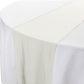 Glitter Velvet Table Runner Ivory on top a round white tablecloth close up