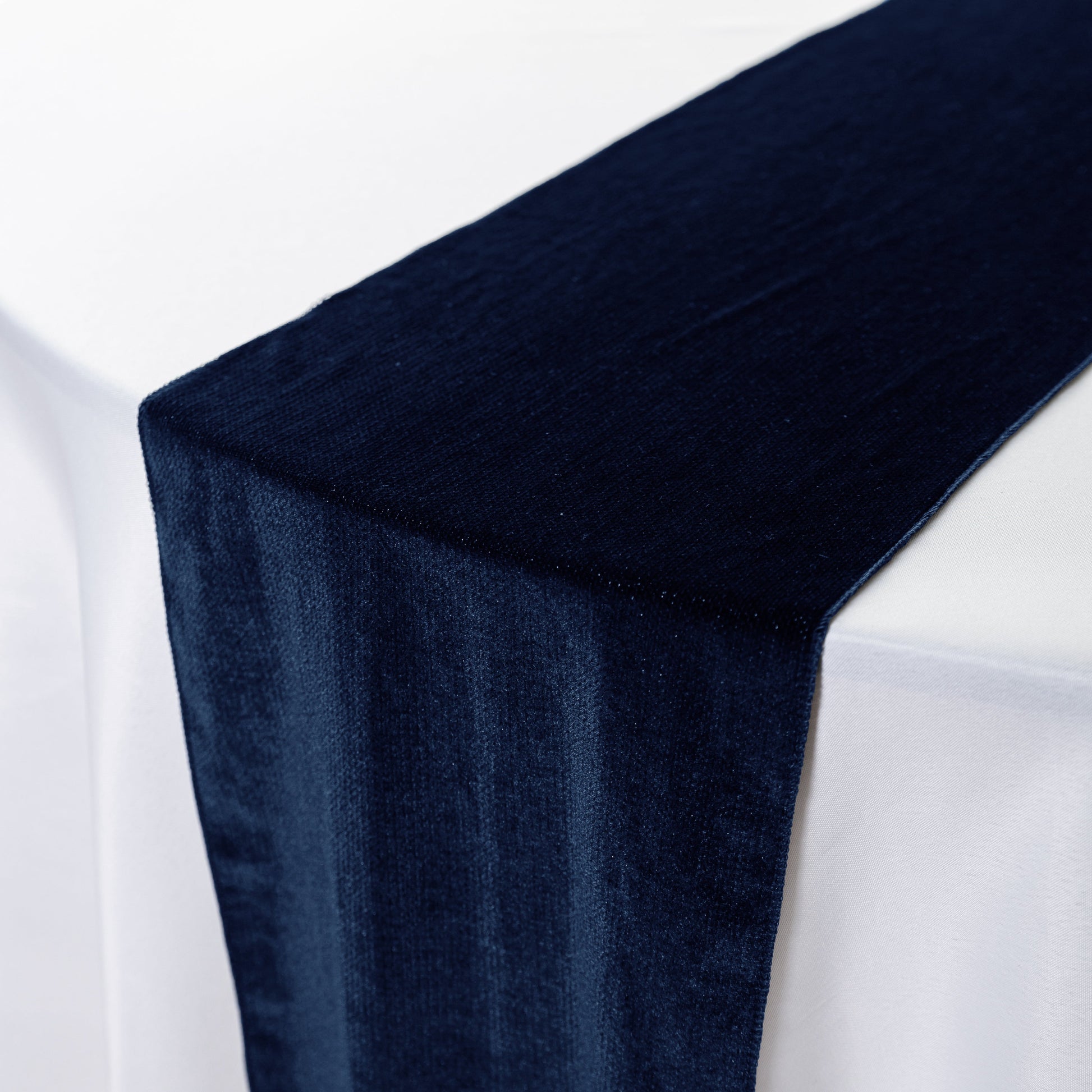 Glitter Velvet Table Runner Navy Blue close up